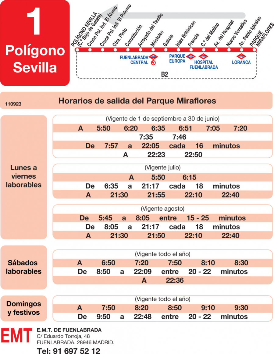 Horario de vuelta