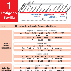 Horario de vuelta Línea L-1 Fuenlabrada Autobuses Urbanos