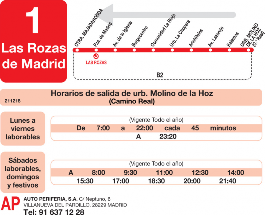 Horario de vuelta