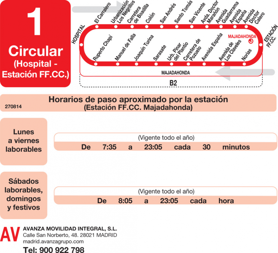 Horario de vuelta