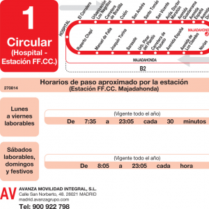 Horario de vuelta Línea L-1 Majadahonda Autobuses Urbanos