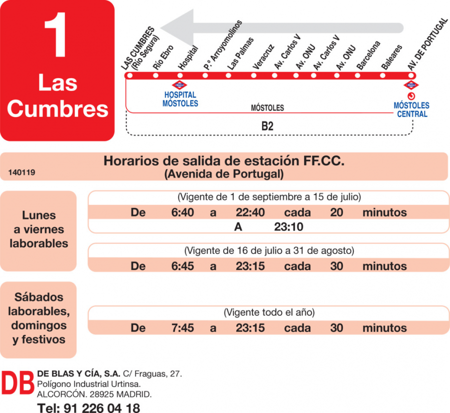 Horario de vuelta