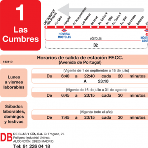 Horario de vuelta Línea L-1 Móstoles Autobuses Urbanos