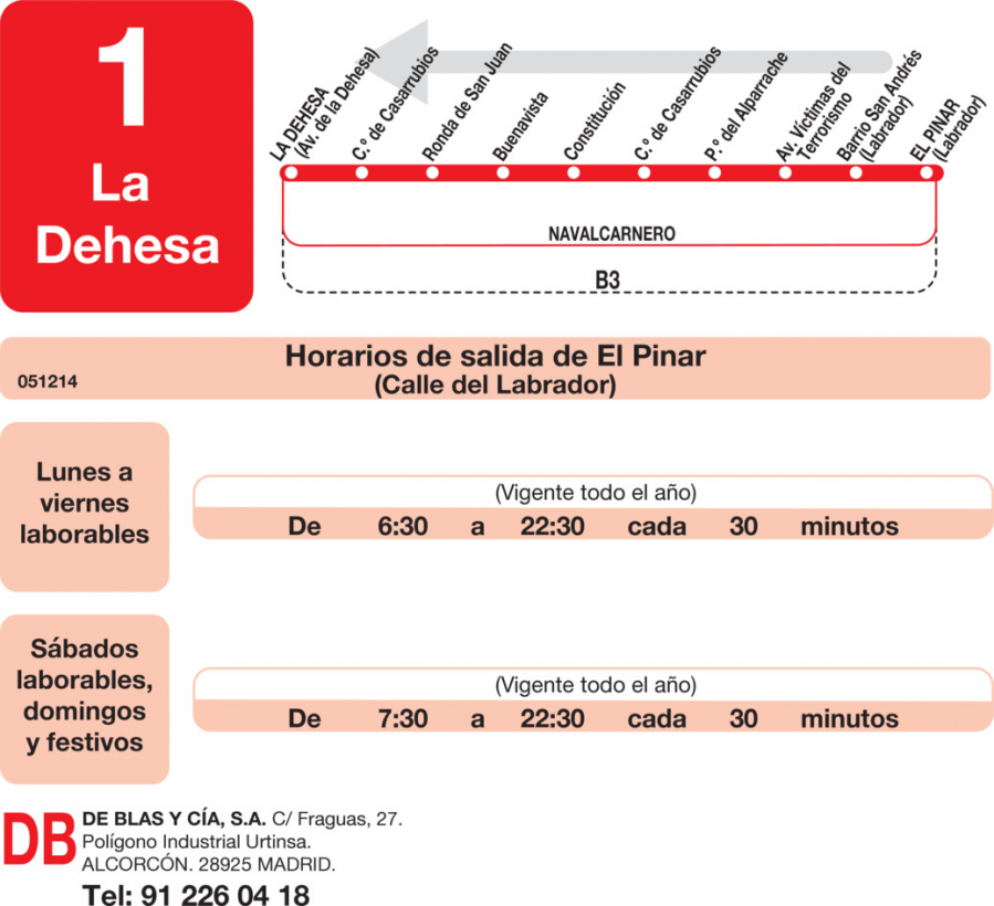 Horario de vuelta