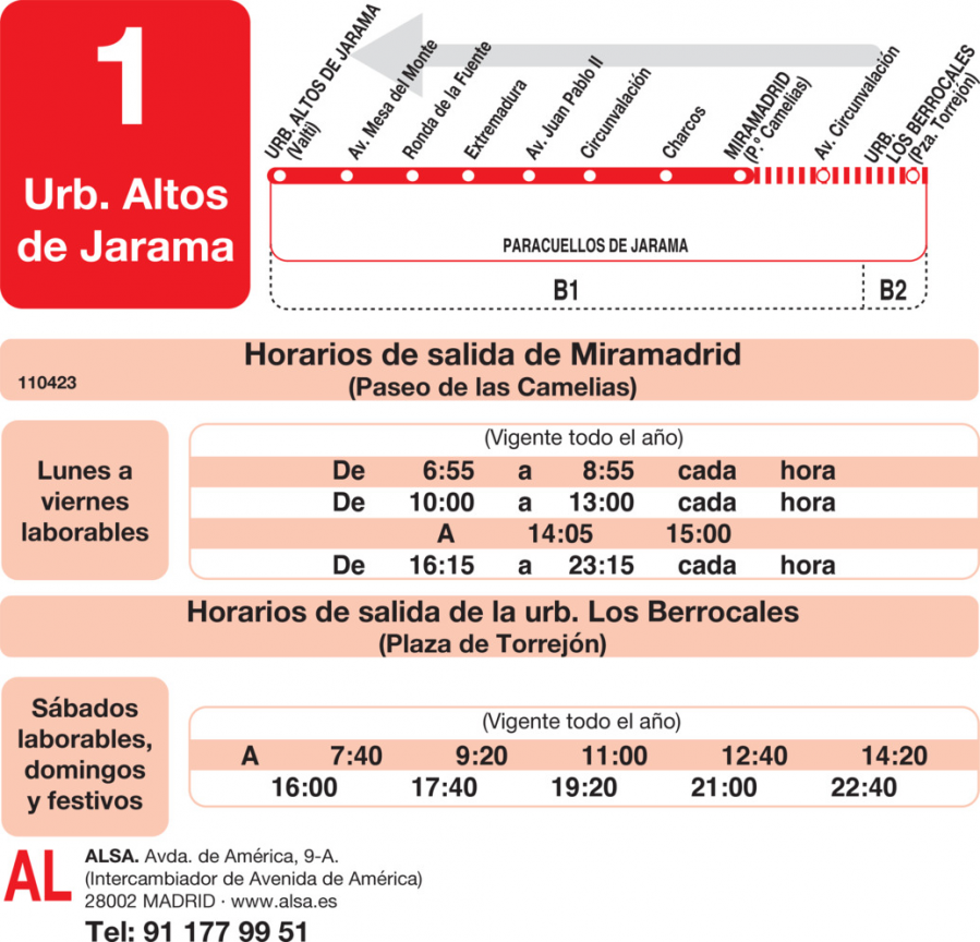 Horario de vuelta