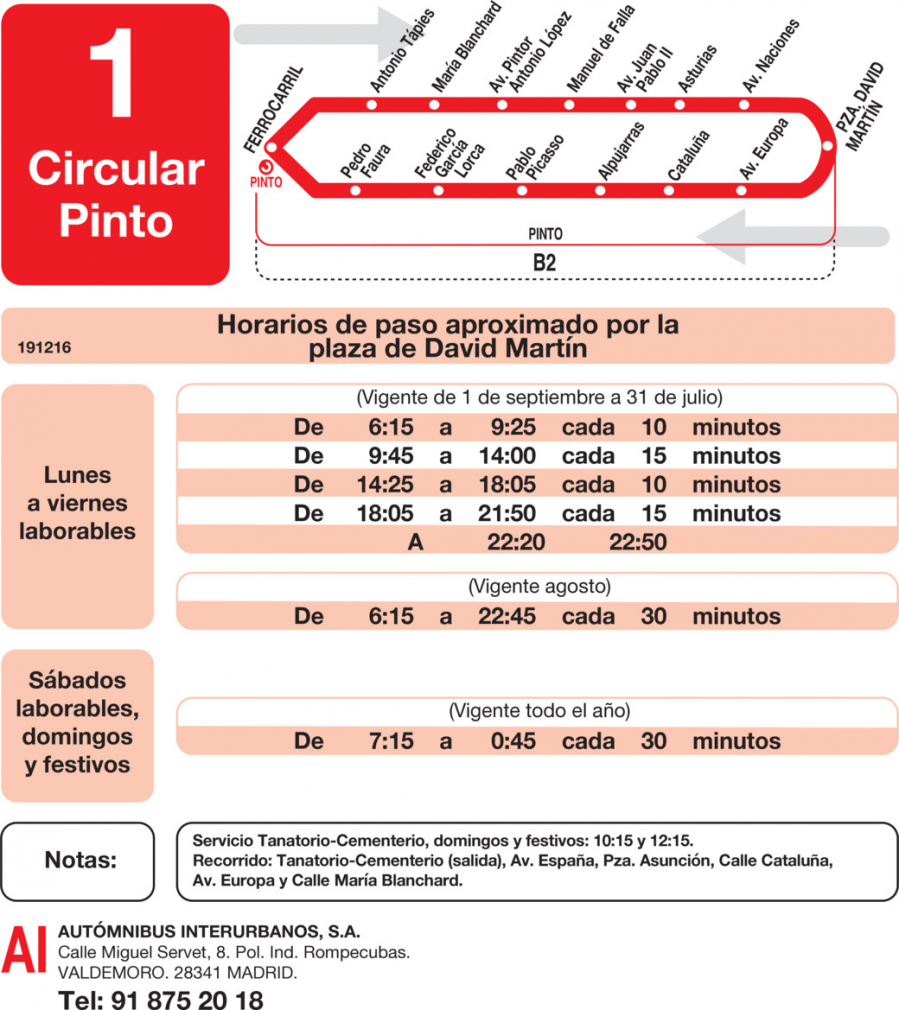 Horario de vuelta