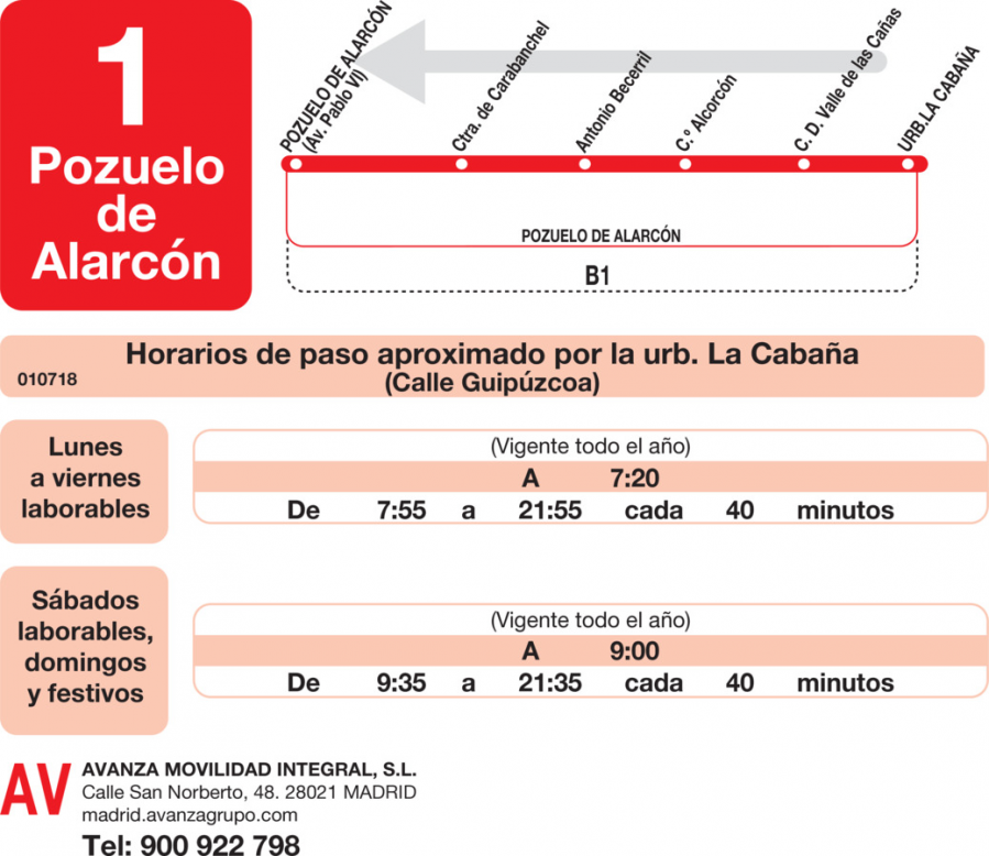 Horario de vuelta