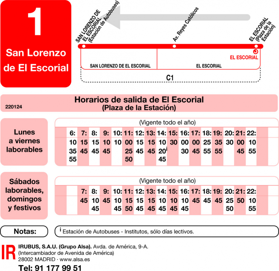 Horario de vuelta