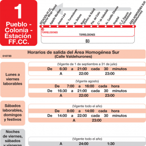 Horario de vuelta Línea L-1 Torrelodones Autobuses Urbanos