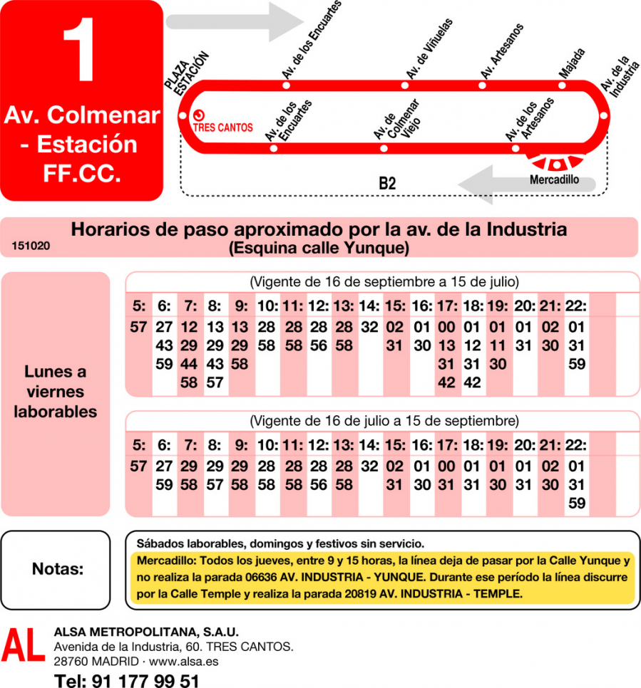 Horario de vuelta