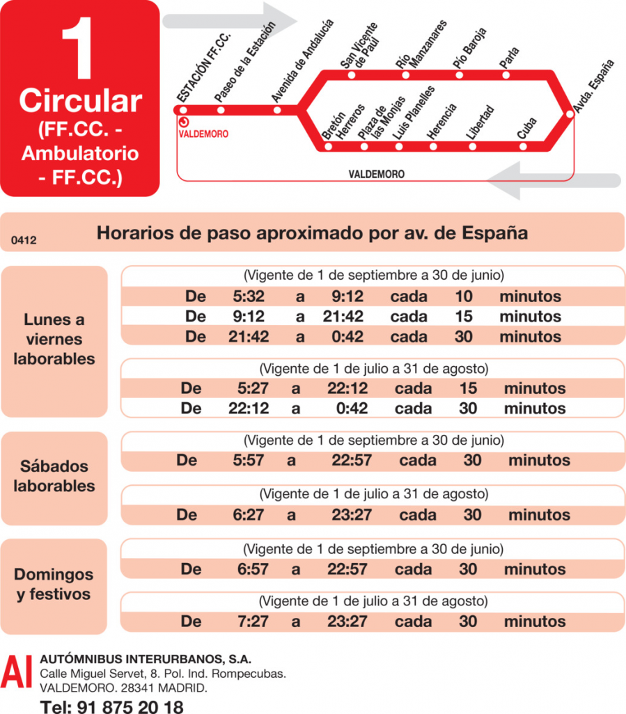 Horario de vuelta