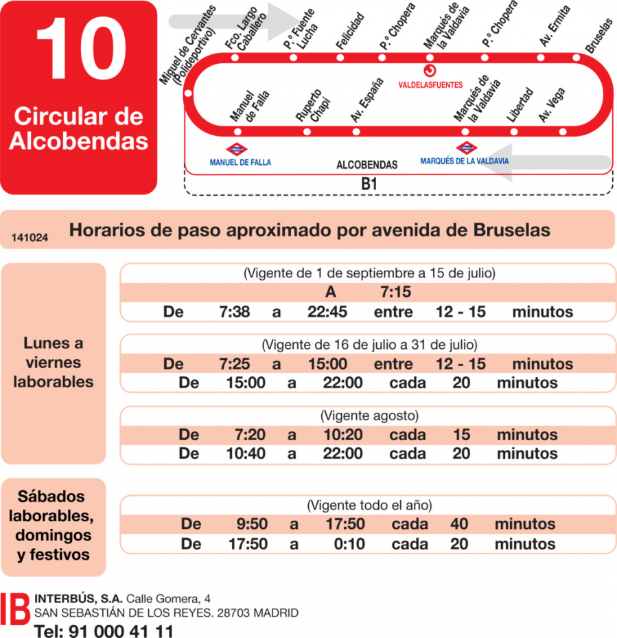 Horario de vuelta