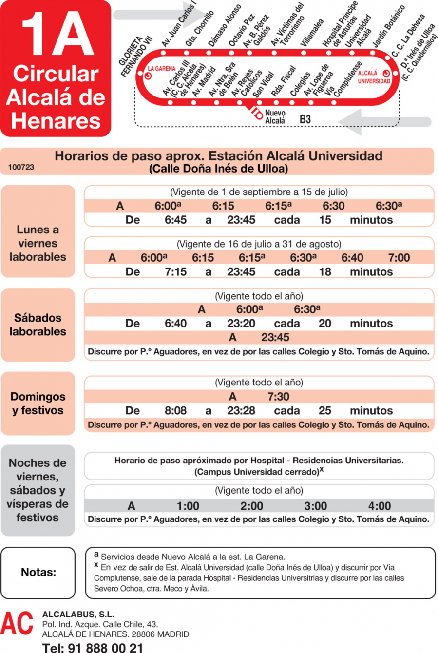 Horario de vuelta