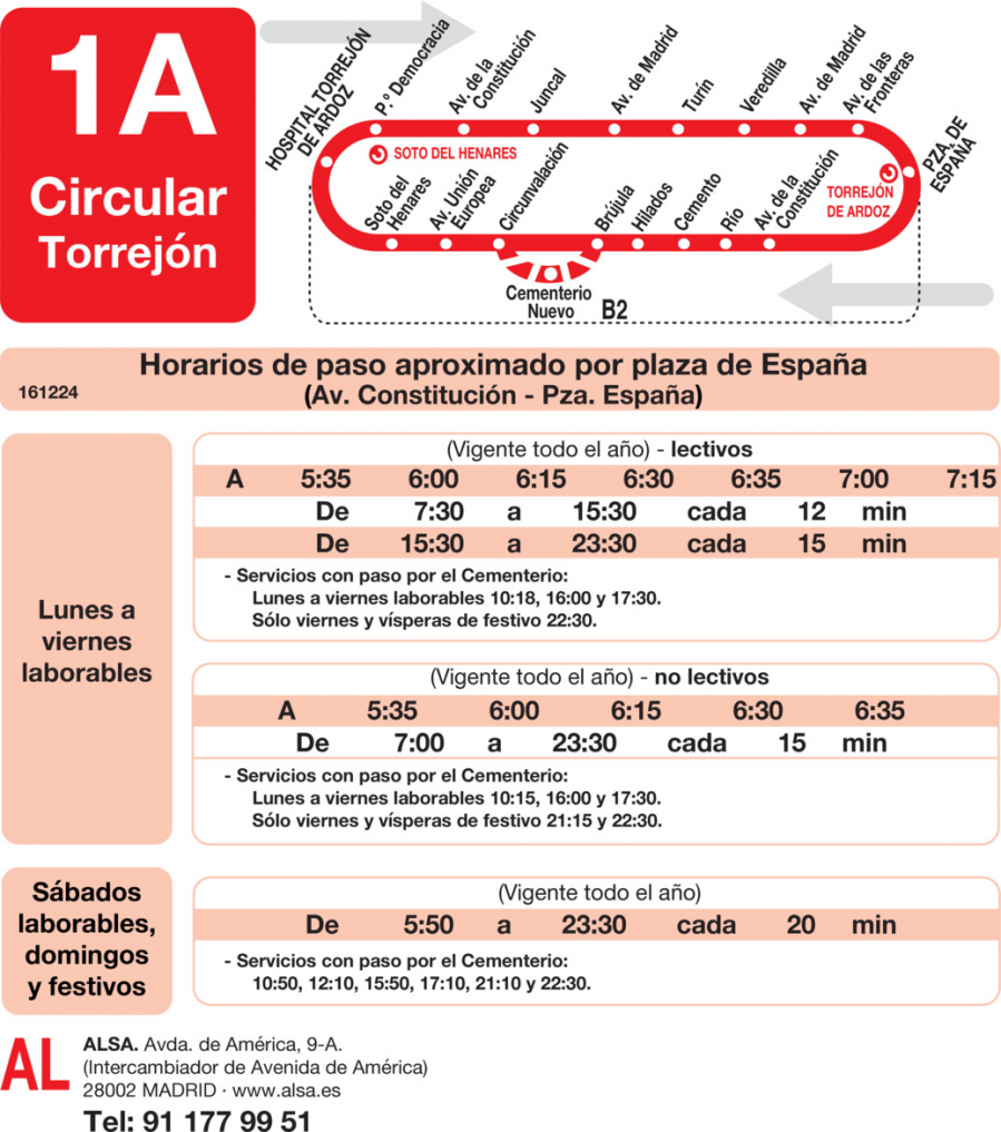 Horario de vuelta