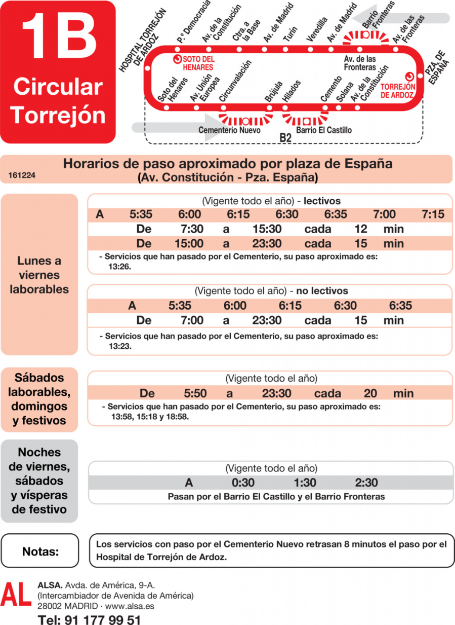 Horario de vuelta