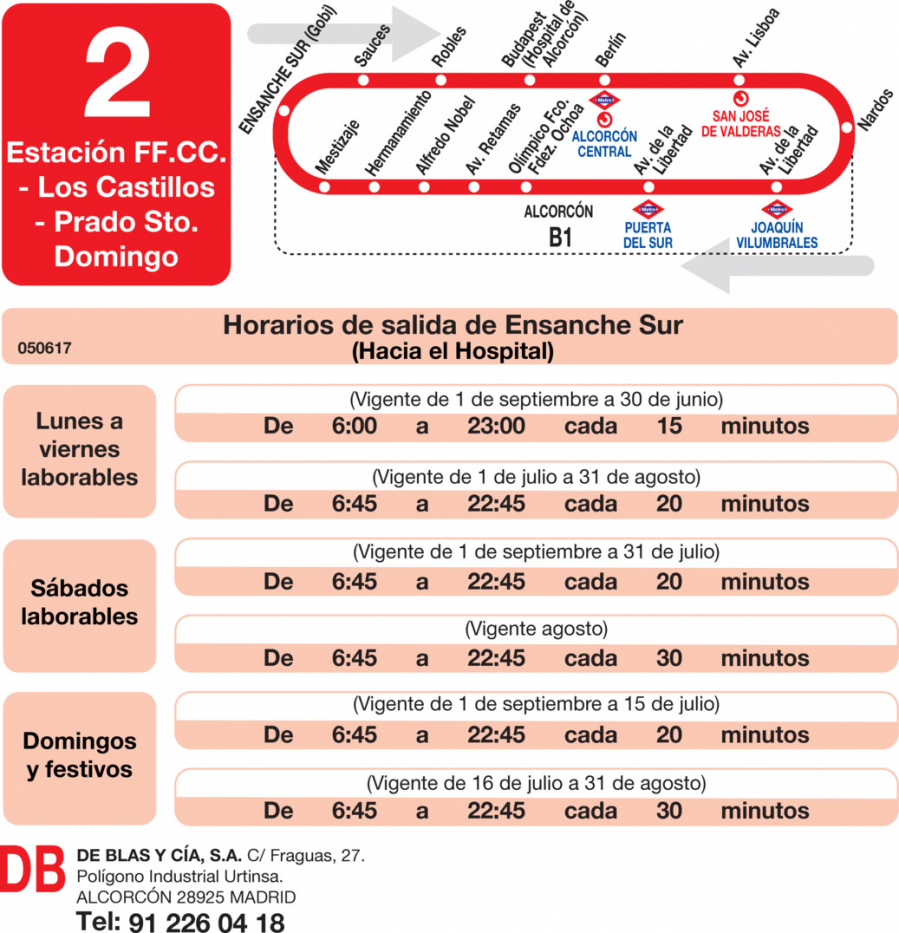 Horario de vuelta