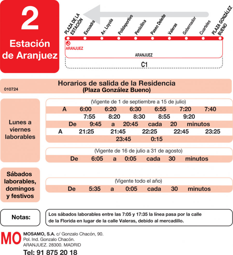 Horario de vuelta