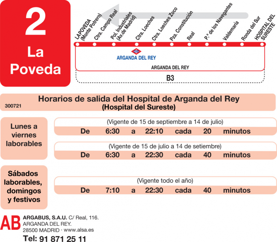 Horario de vuelta