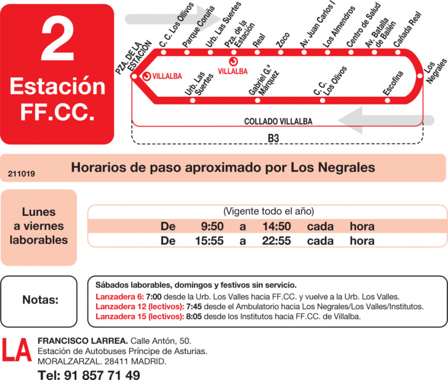 Horario de vuelta