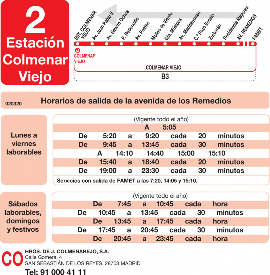 Horario de vuelta