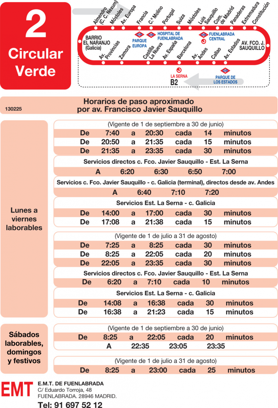 Horario de vuelta