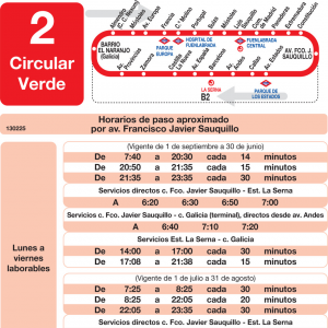 Horario de vuelta Línea L-2 Fuenlabrada Autobuses Urbanos