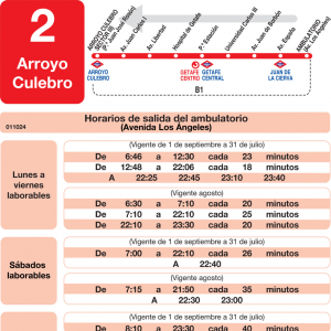 Horario de vuelta Línea L-2 Getafe Autobuses Urbanos