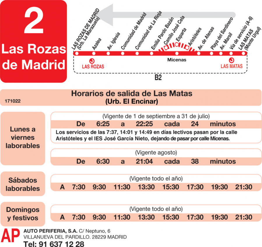 Horario de vuelta