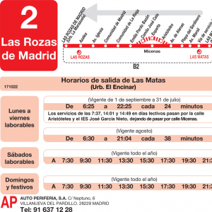 Horario de vuelta Línea L-2 Las Rozas Autobuses Urbanos