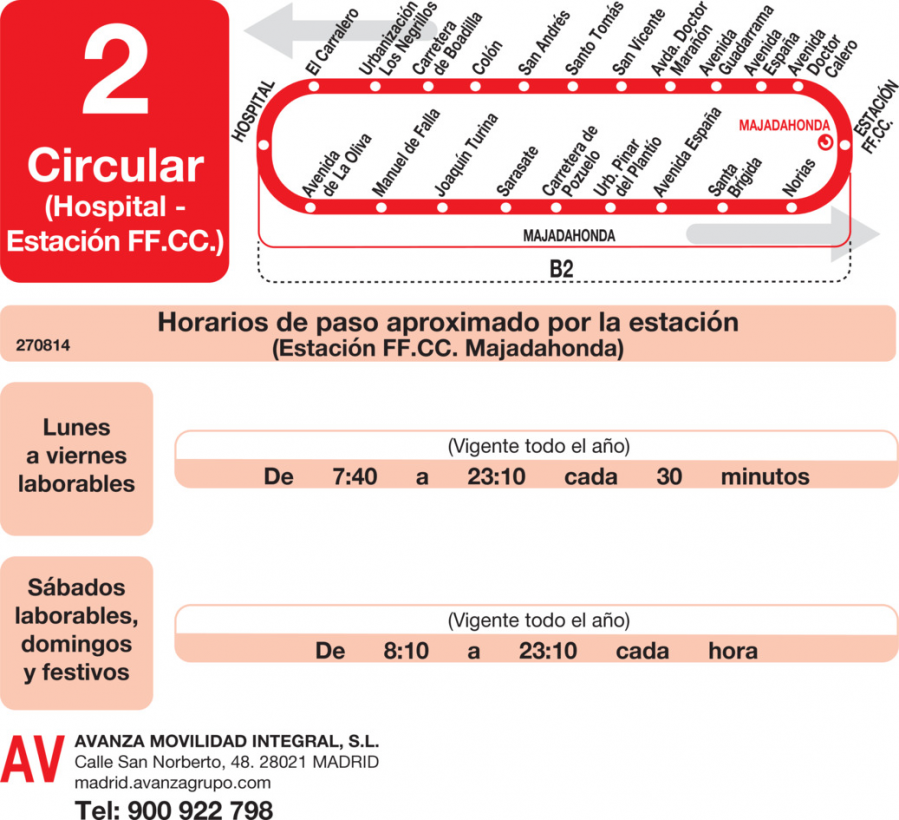 Horario de vuelta