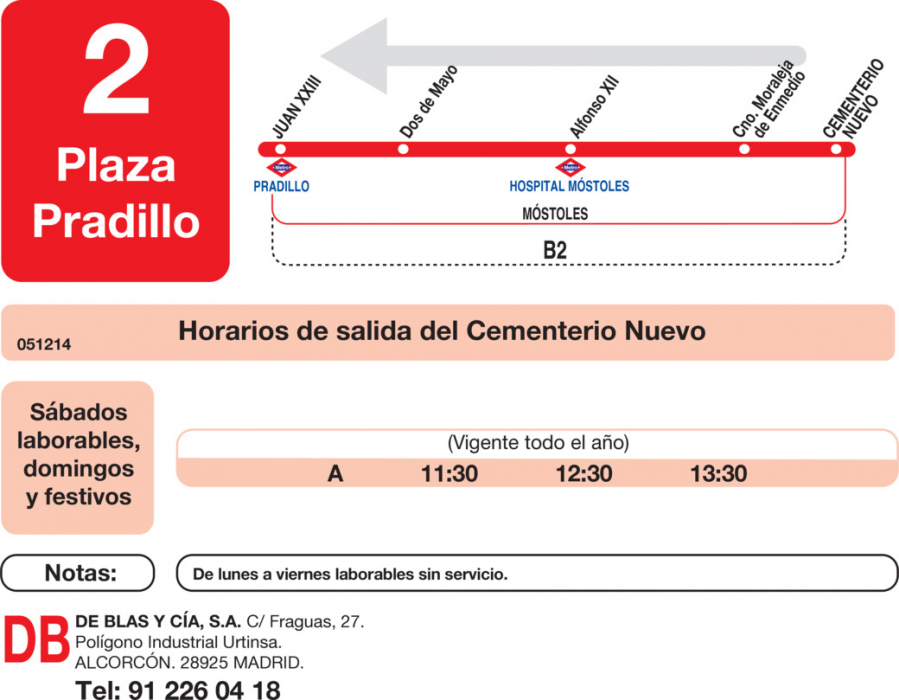 Horario de vuelta