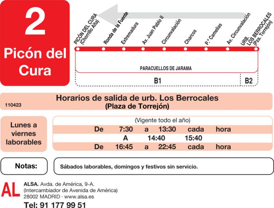 Horario de vuelta