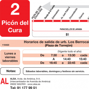 Horario de vuelta Línea L-2 Paracuellos de Jarama Autobuses Urbanos