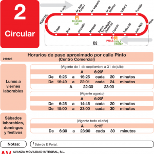 Horario de vuelta Línea L-2 Parla Autobuses Urbanos