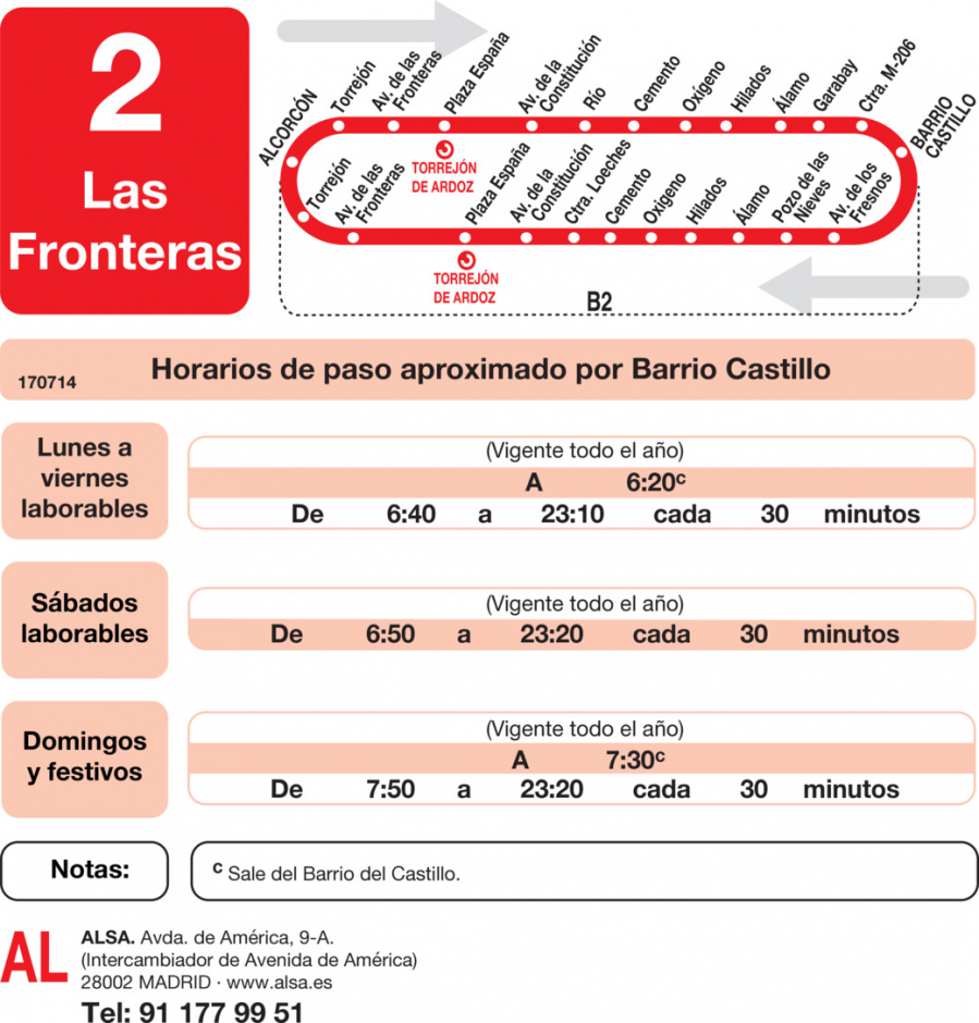 Horario de vuelta