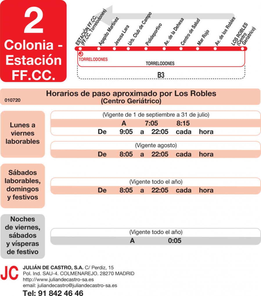 Horario de vuelta