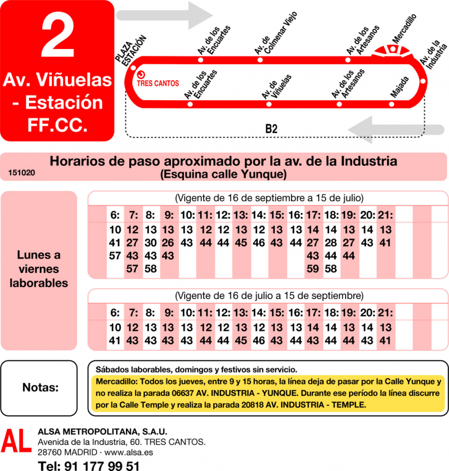 Horario de vuelta