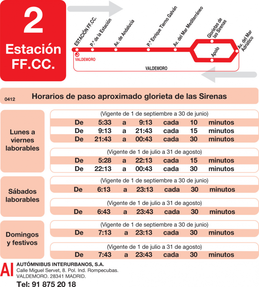 Horario de vuelta