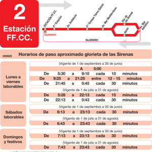 Horario de vuelta Línea L-2 Valdemoro Autobuses Urbanos