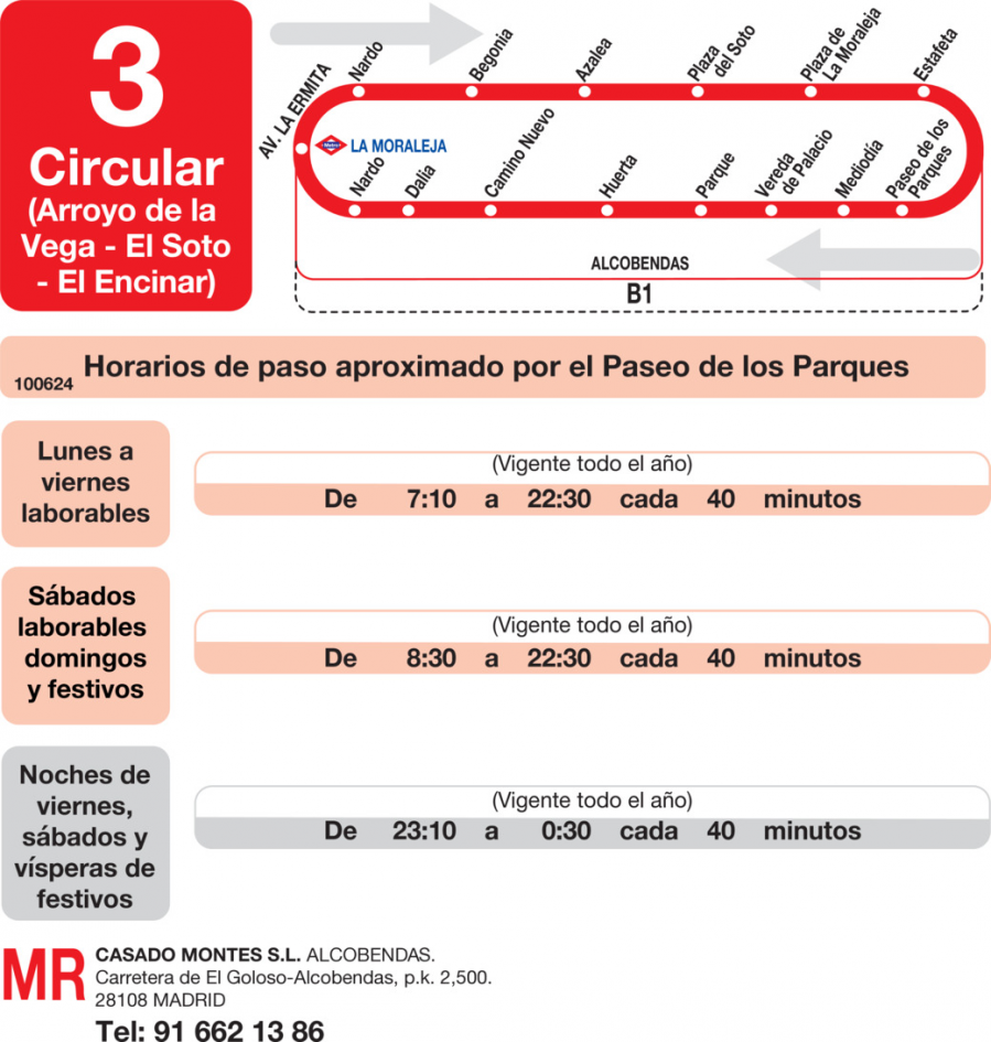 Horario de vuelta