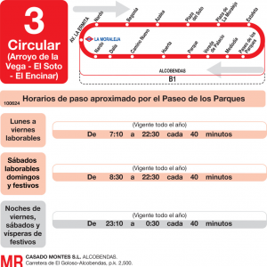 Horario de vuelta Línea L-3 Alcobendas Autobuses Urbanos