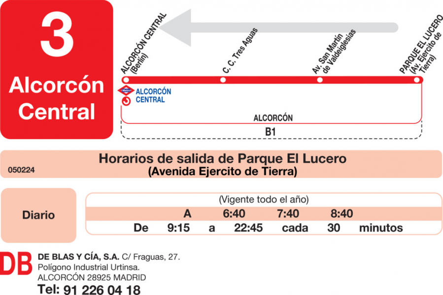 Horario de vuelta