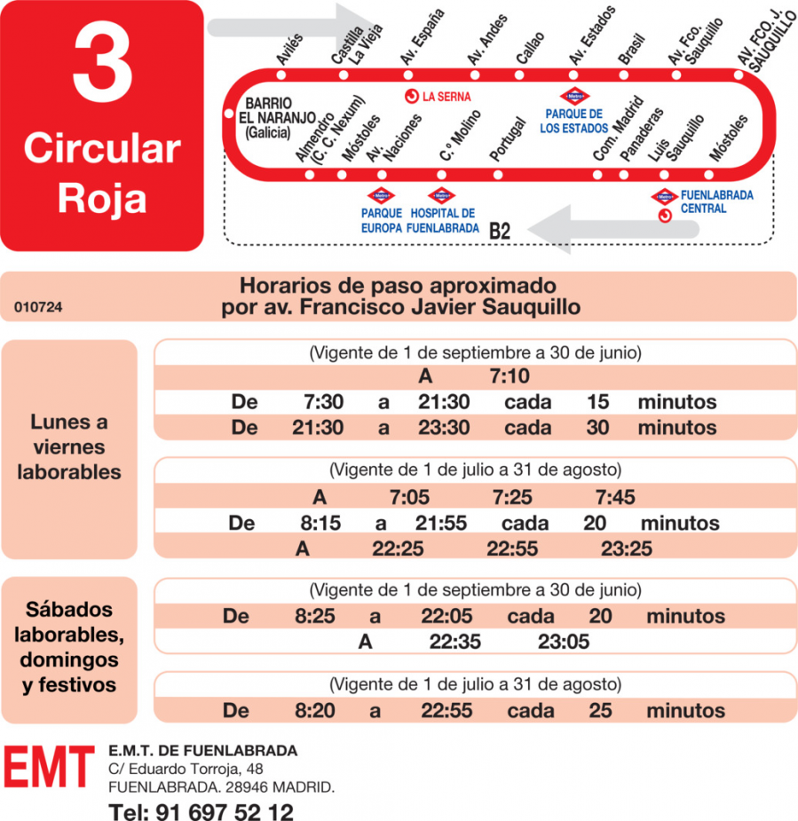 Horario de vuelta