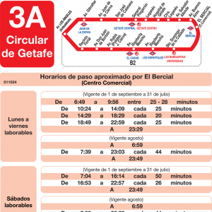 Horario de vuelta Línea L-3 Getafe Autobuses Urbanos