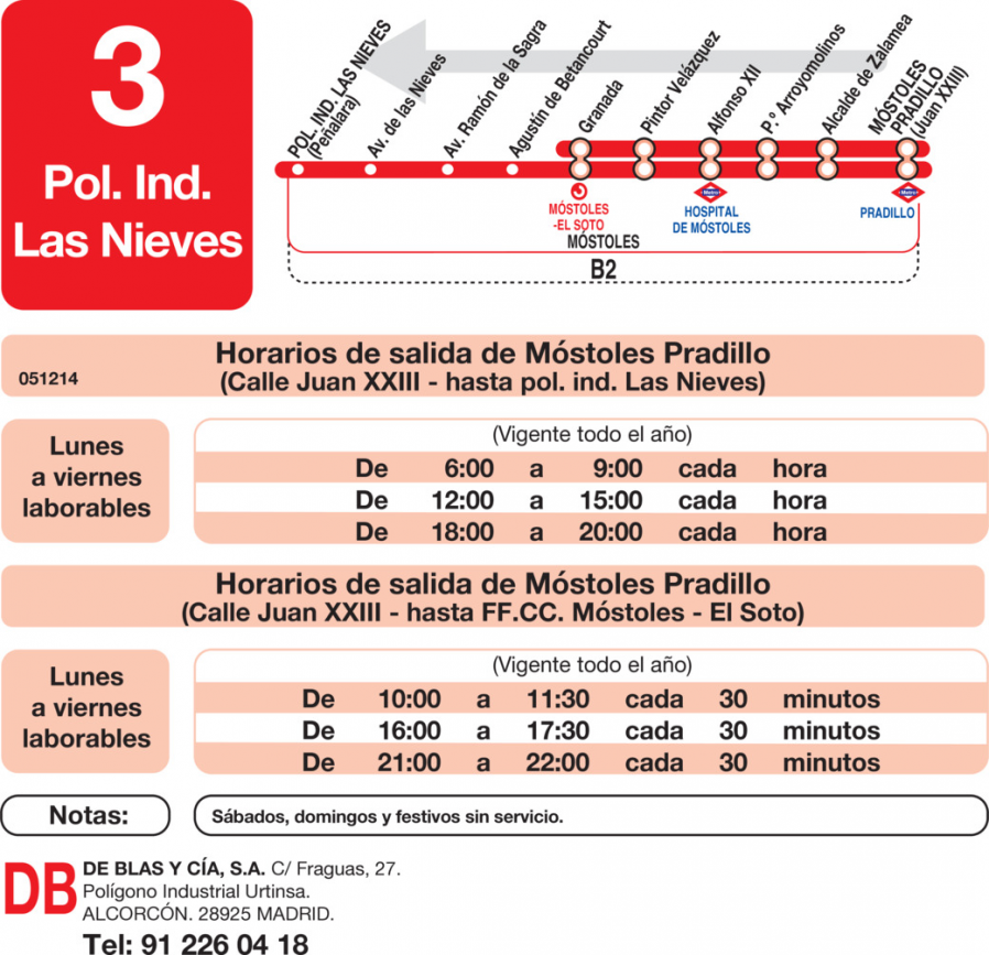 Horario de vuelta