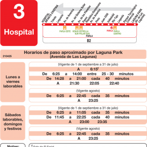 Horario de vuelta Línea L-3 Parla Autobuses Urbanos