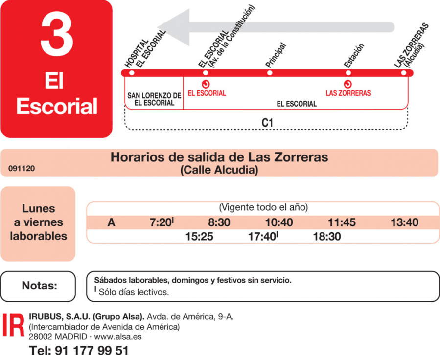 Horario de vuelta