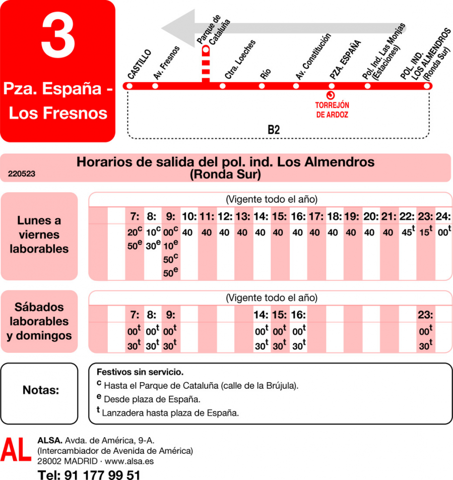 Horario de vuelta