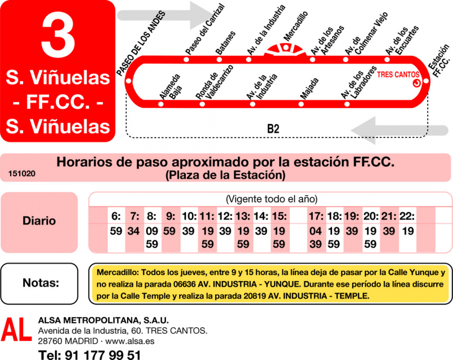 Horario de vuelta