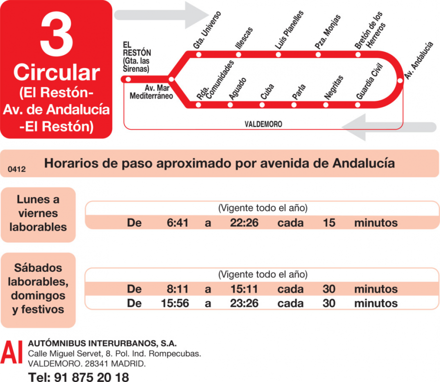 Horario de vuelta